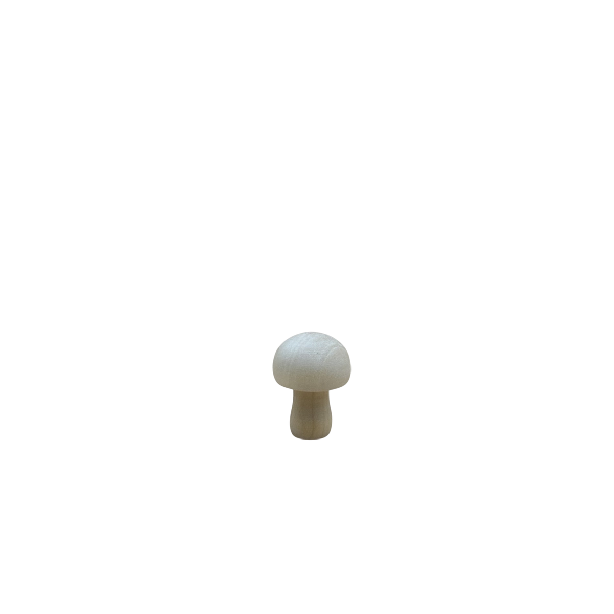 Rond houten paddenstoeltje van circa 3 cm in naturel kleur.