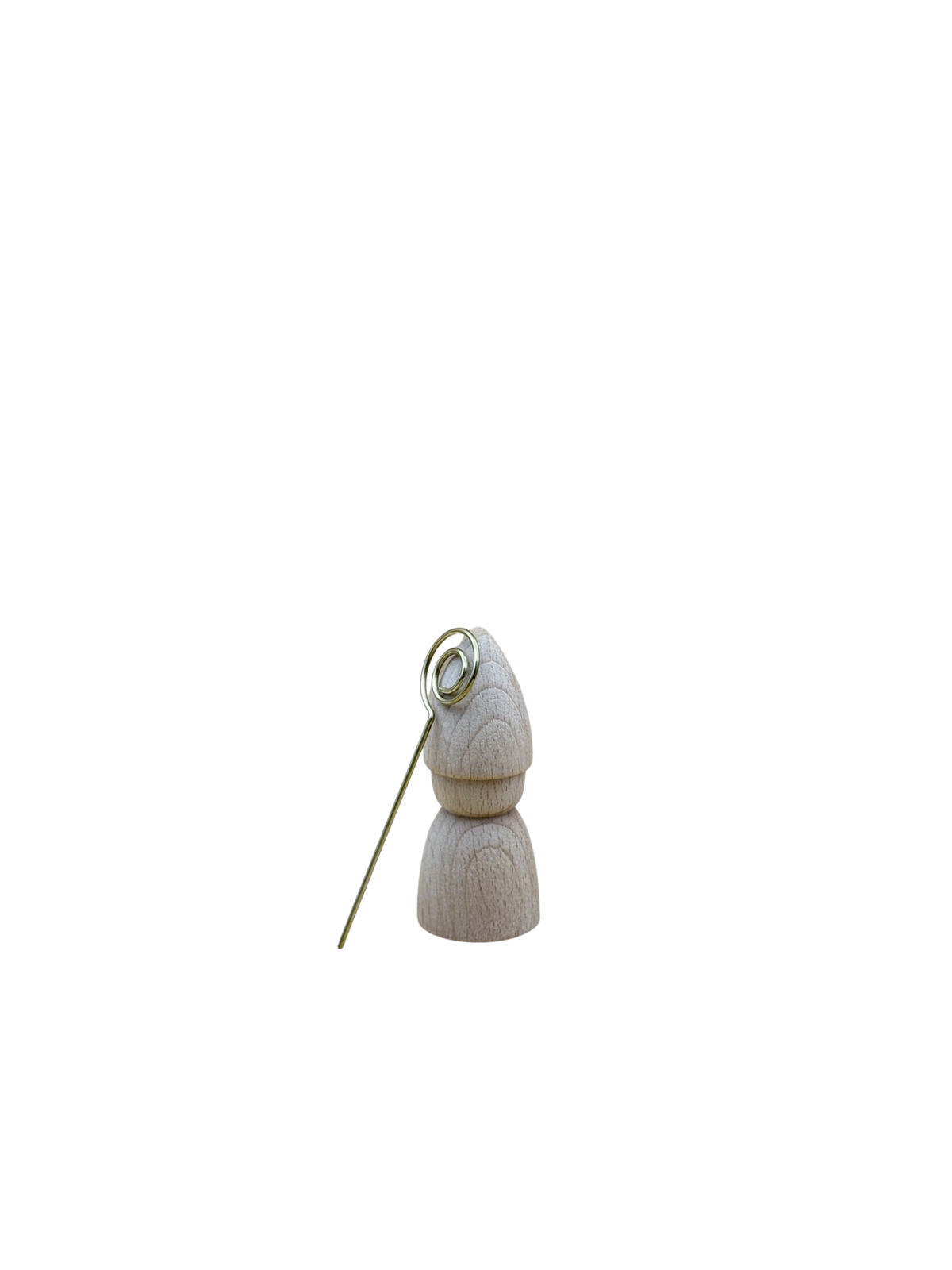 Klein gouden stafje van sinterklaas met een sinterklaas pegdoll erachter.
