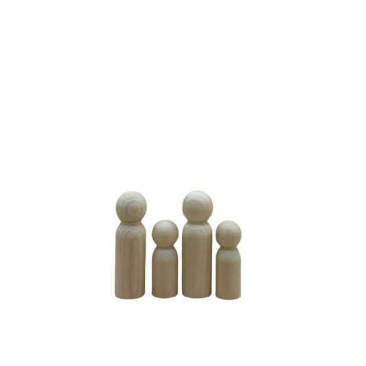 Set van 4 houten pegdolls als gezin.