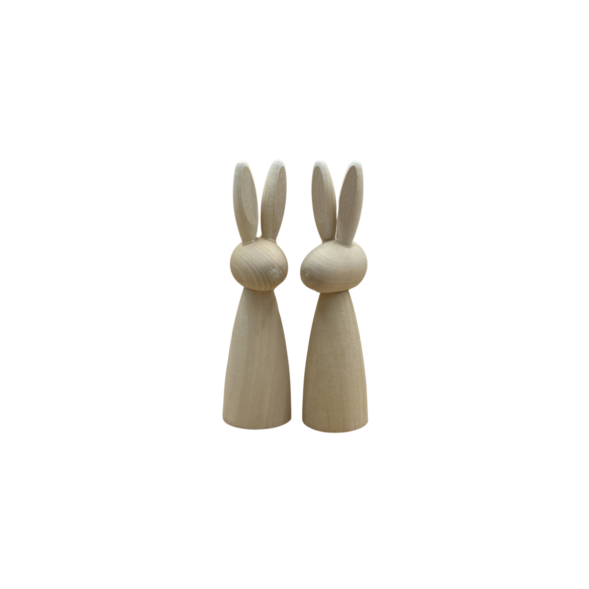 2 grote houten konijn van 14 cm schuin van voren.
