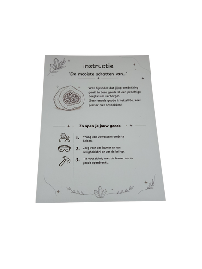 Foto van voorkant instructiekaartje geodeset.